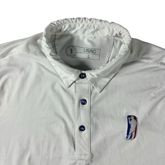 U Suck At Golf Polo Shirt Mens Large White Golf Performance Stretch USAG - Picture 1 of 11